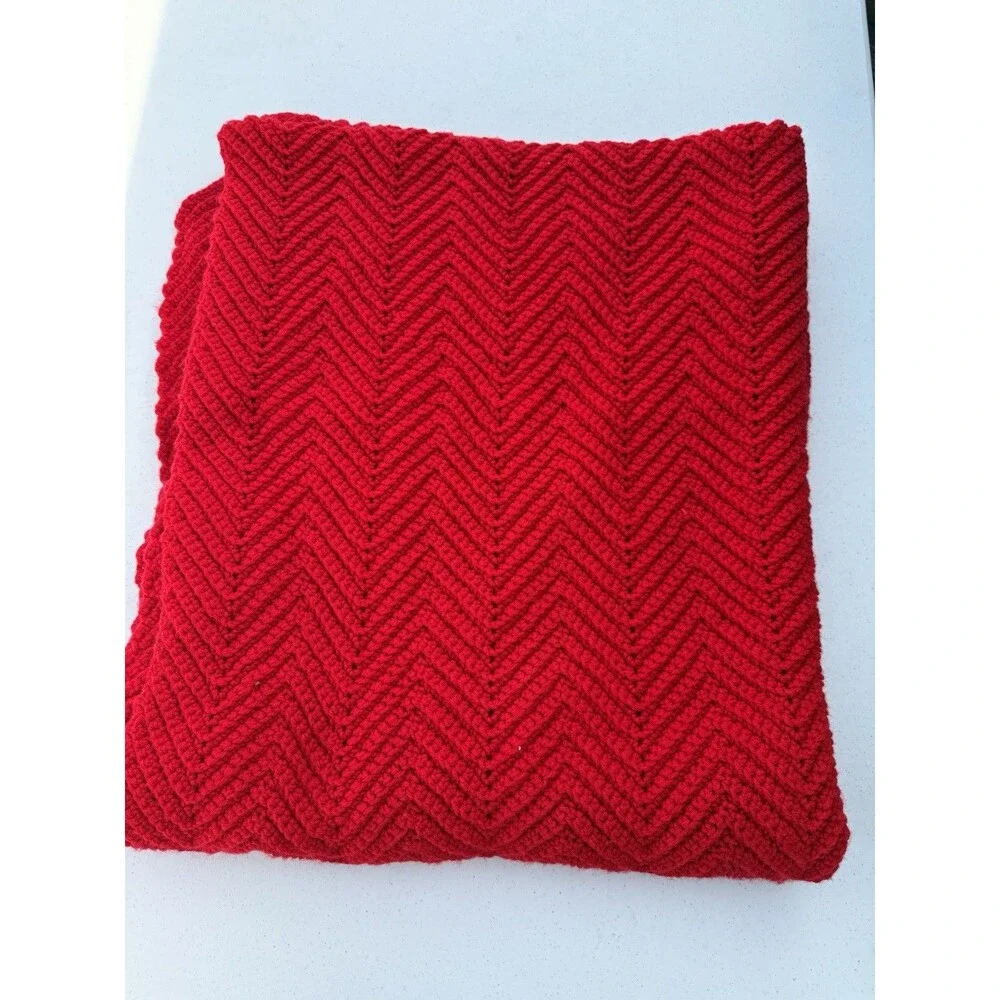 Red hand crocheted throw/Afghan/Christmas/ Holidays
